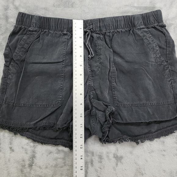 Bella Dahl Shorts Womens M Black Soft Drawstring Waist Frayed Hem Pockets Boho - Picture 7 of 10
